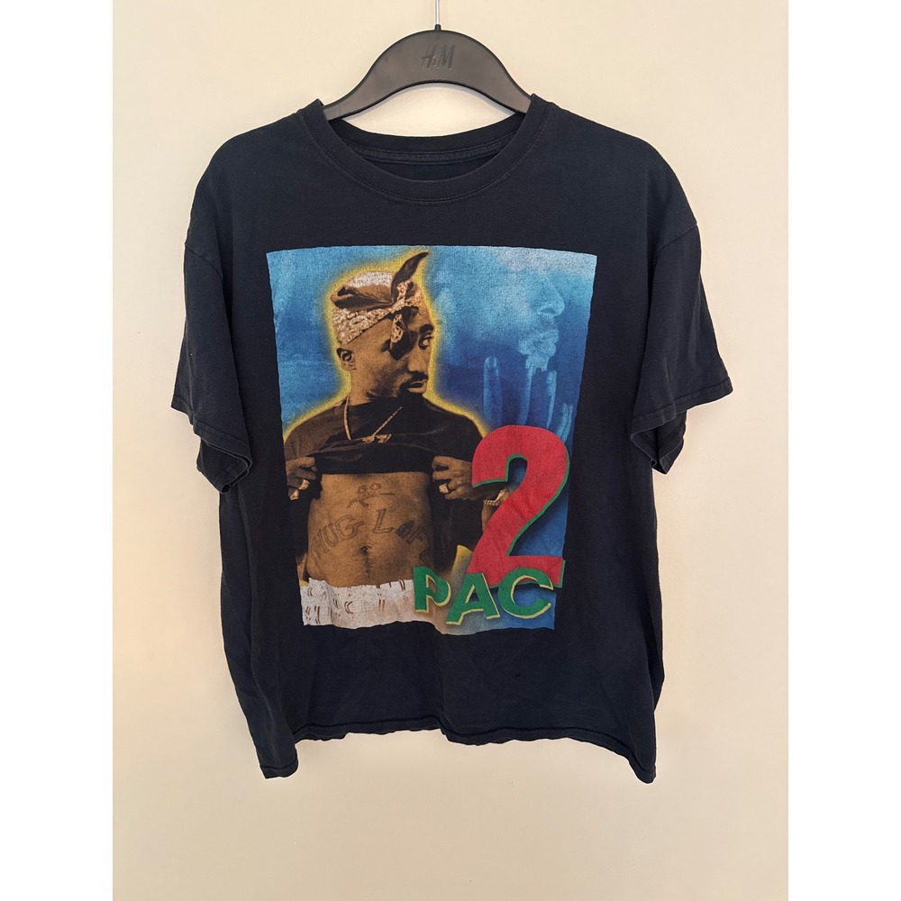 2Pac Tupac Shakur Graphic T-Shirt Mens Large Black Hip Hop Rap Tee Short Sleeve